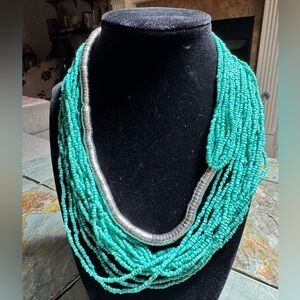 Multi-Strand Turquoise-Color Bead Necklace Southwestern Style